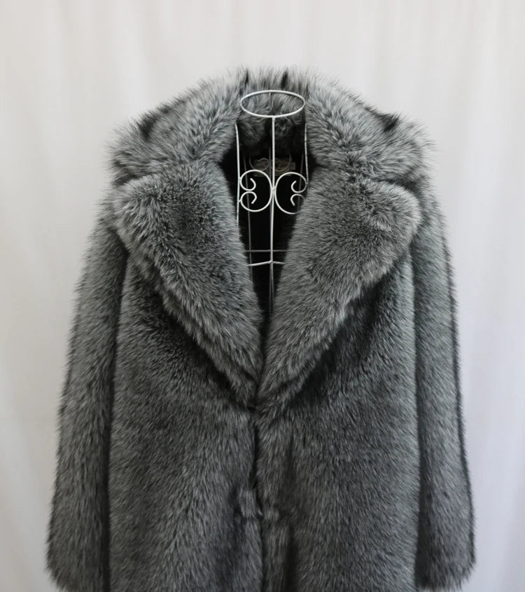 Men's Faux Fur Long Coat - Winter Trench Coat Plus Size