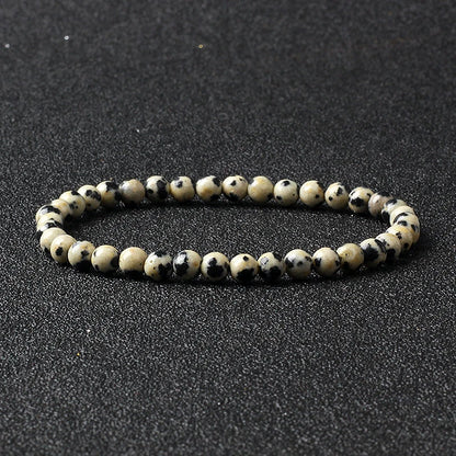4mm Natural Stone Agate & Lava Stretch Bracelet – Handmade Tiny Bead Bangle for Men & Women