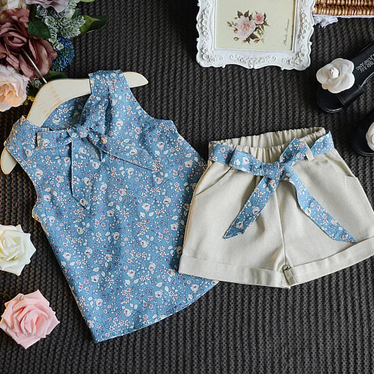 New Summer Baby Girls Clothes Children Sleeveless Vest Shorts 2Pcs/Sets Toddler Clothing Infant Fashion Costume Kids Tracksuits Shello's Creative Boutique