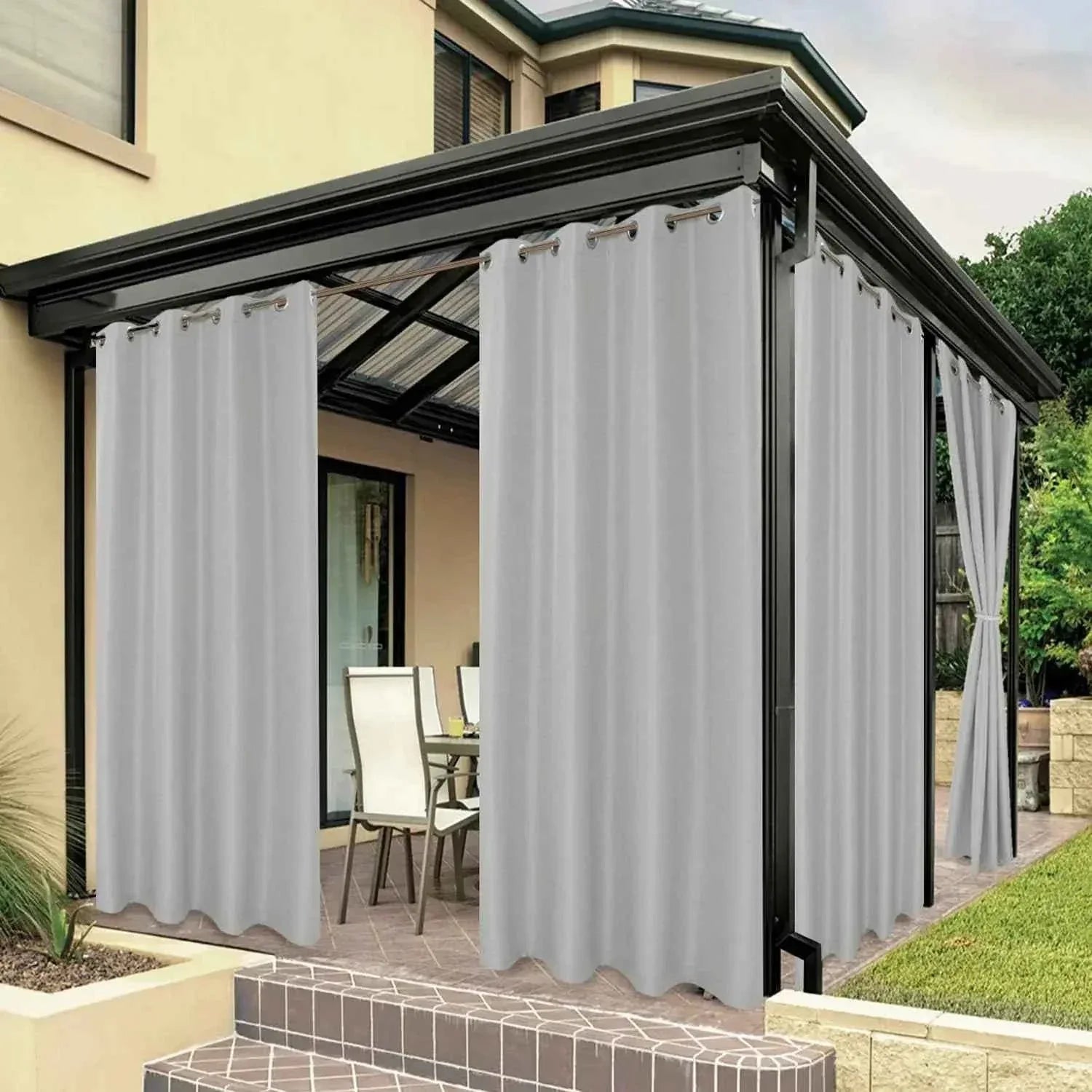 Waterproof Outdoor Curtains - UV Resistant Privacy Drapes for Patio Pergola Terrace - Shello's Creative Boutique