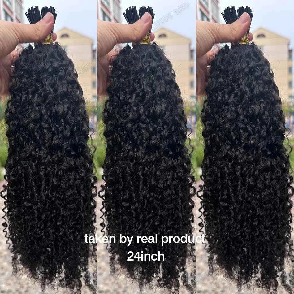 Afro Kinky Curly I Tip Hair Extensions - Microlink Double Drawn Full Thick Ends - Shello's Creative Boutique