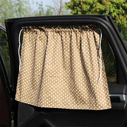 Suction Cup Car Curtains Cute Cartoon Animal/Floral Sunshade Curtain UV Protection Cotton Car Window Cover Car Interior