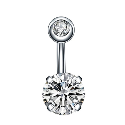 Stainless Steel Cubic Zirconia Drop Navel Ring