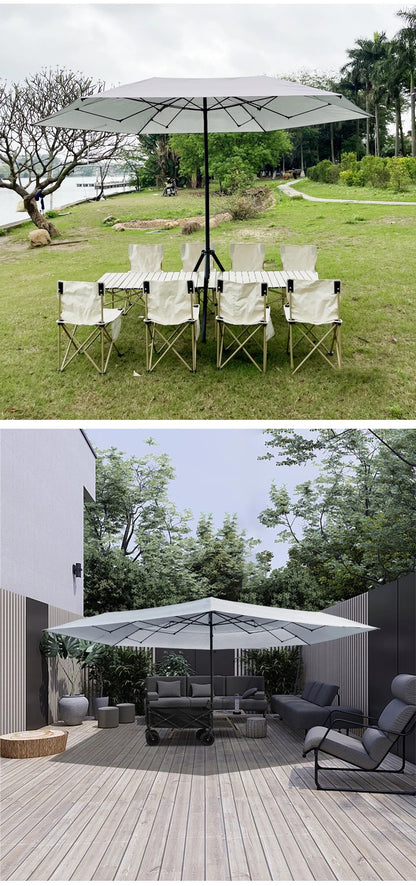 Foldable Metal Wagon Parasol — Outdoor Beach Pool Garden Shade Umbrella with Heat Insulation
