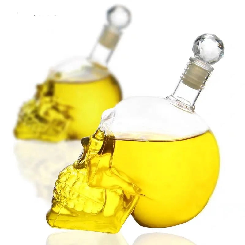 Skull Head Crystal Decanter & Glass Set – Gothic Bar Whisky Vodka Wine Spirits