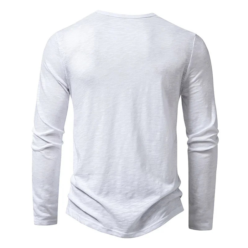 Men's Cotton Henley Neck T-Shirt - Long Sleeve Casual Shirt - Shello's Creative Boutique