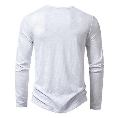 Men's Cotton Henley Neck T-Shirt - Long Sleeve Casual Shirt - Shello's Creative Boutique