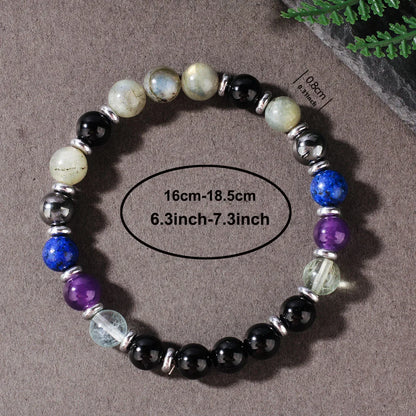 Hematite & Pyrite Natural Stone Beaded Bracelet – Unisex Stretch Bangle