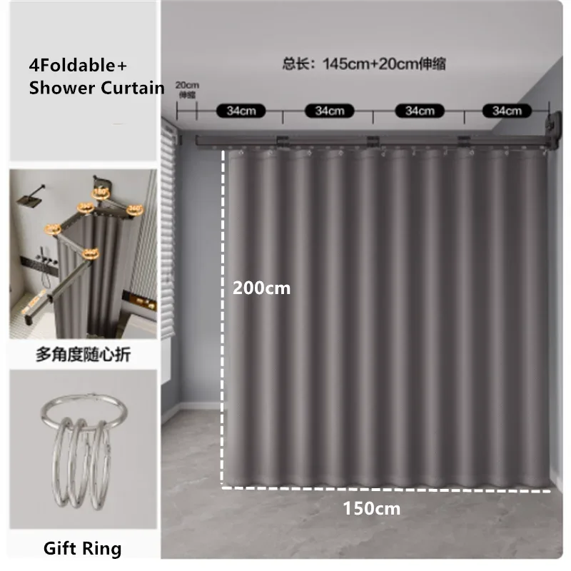 Foldable Waterproof Shower Curtain - No-Drill Bathroom Water Barrier - Shello's Creative Boutique