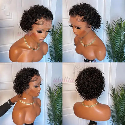 Pixie Cut Short Bob Wig - 100% Human Hair 13x4 Transparent Lace Frontal Wig - Shello's Creative Boutique