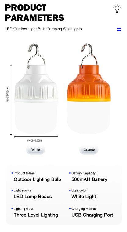 Outdoor USB Rechargeable LED Camping Lantern - Portable Emergency Light with Hook - Shello's Creative Boutique