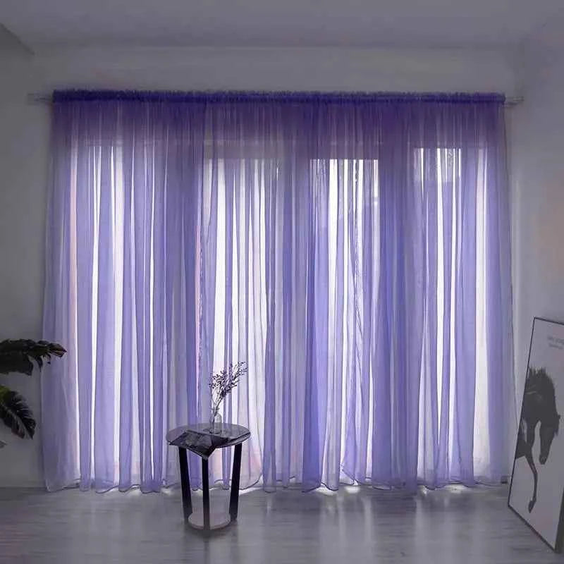 100*270cm Modern Curtains White Transparent Gauze Curtains Solid Color Kitchen Curtain Valves Window Fabrics Rustic Decoration
