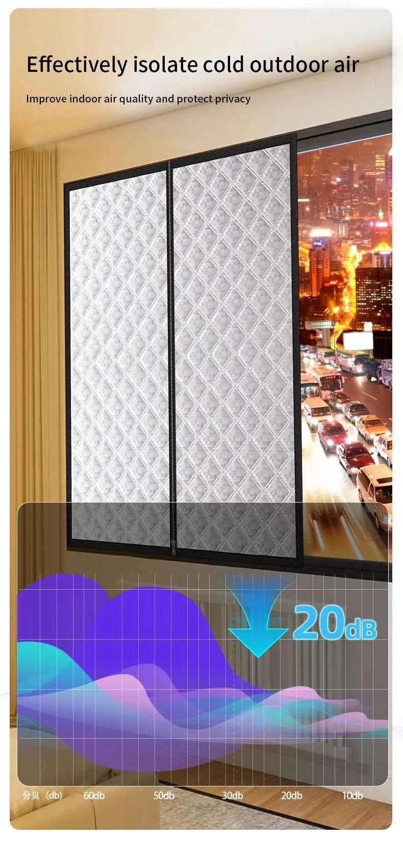 Curtains for winter warmth and windproof, fully sealed, window insulation film, insulated curtains, door curtains, cold proof