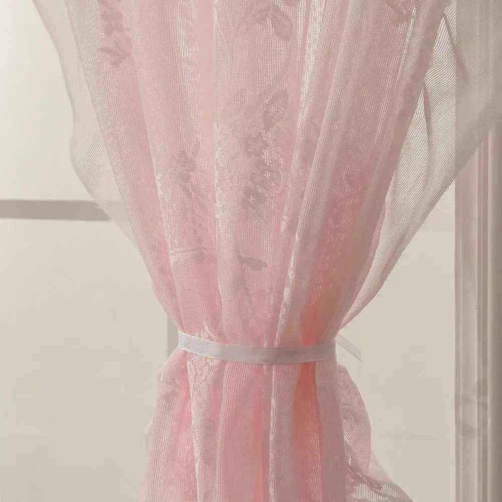 French Lace Sheer Curtains - Romantic Ruffled Floral Embroidery (2 Panels) - Shello's Creative Boutique