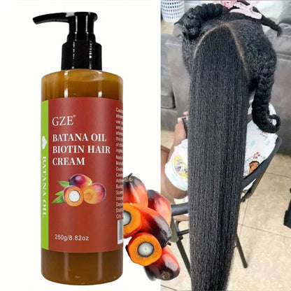 GZE Batana Oil Biotin Hair Cream Strong Hair Anti-Breakage Repair Split Ends Silky For Dry Hair