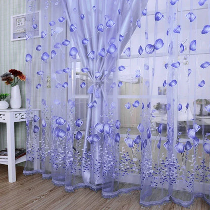 Modern Purple Tulle Curtain Panel - 200x100cm Sheer Voile Drape for Living Room & Bedroom - Shello's Creative Boutique