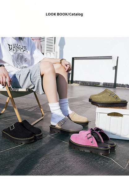 Men's Summer Half Slippers - Non-Slip Beach Clogs Casual Leather Sandals