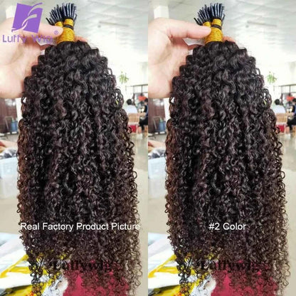 Afro Kinky Curly I Tip Hair Extensions - Microlink Double Drawn Full Thick Ends - Shello's Creative Boutique