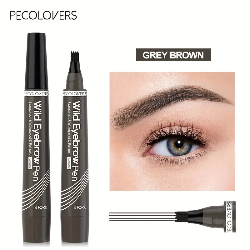 6 Colors 1pc Eyebrow Pen Waterproof 4 Split Tip Eyebrows Pen Eyebrow Tattoo Pen Waterproof Liquid Black Eyebrow Makeup Pencil - Shello's Creative Boutique