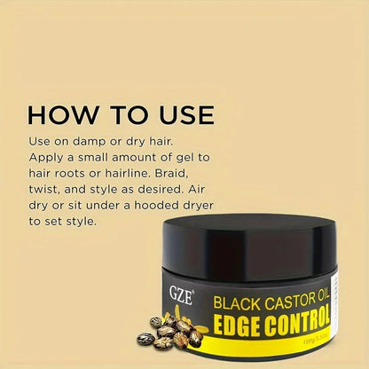 GZE African Black Castor Extra Hold Hair Gel - Edge Control with Coconut Oil - Shello's Creative Boutique