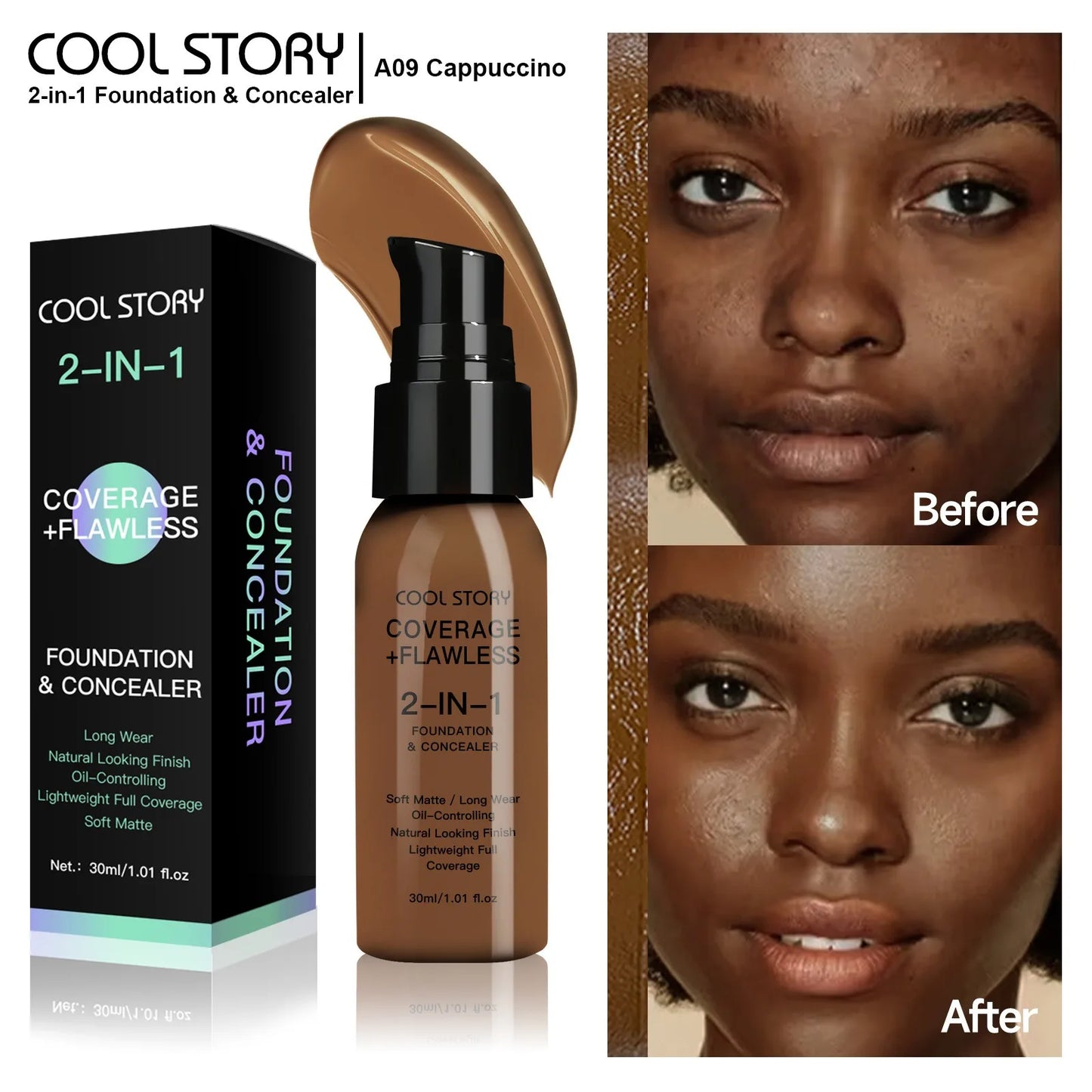 10 Color Lasting Face Foundation Cream Oil-Control Matte BB Cream Liquid Full Coverage Waterproof Hydrating Brighten Concealer - Shello's Creative Boutique