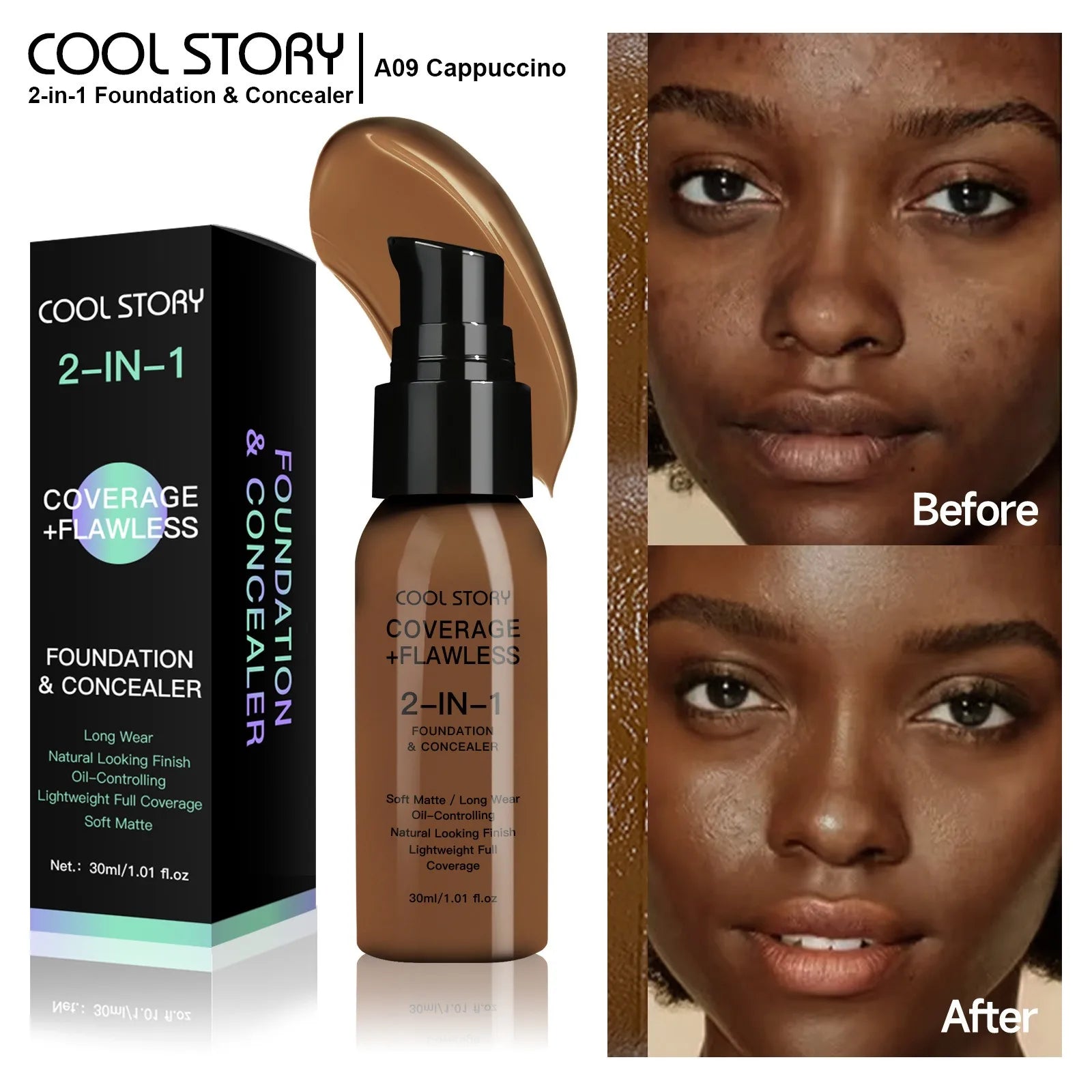 10 Color Lasting Face Foundation Cream Oil-Control Matte BB Cream Liquid Full Coverage Waterproof Hydrating Brighten Concealer - Shello's Creative Boutique