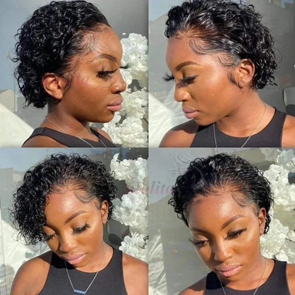 Pixie Cut Short Bob Wig - 100% Human Hair 13x4 Transparent Lace Frontal Wig - Shello's Creative Boutique