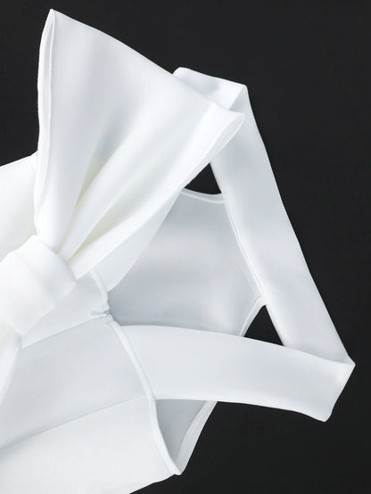 White Bodycon Dress with Back Bow - Sleeveless Party Gown - Shello's Creative Boutique