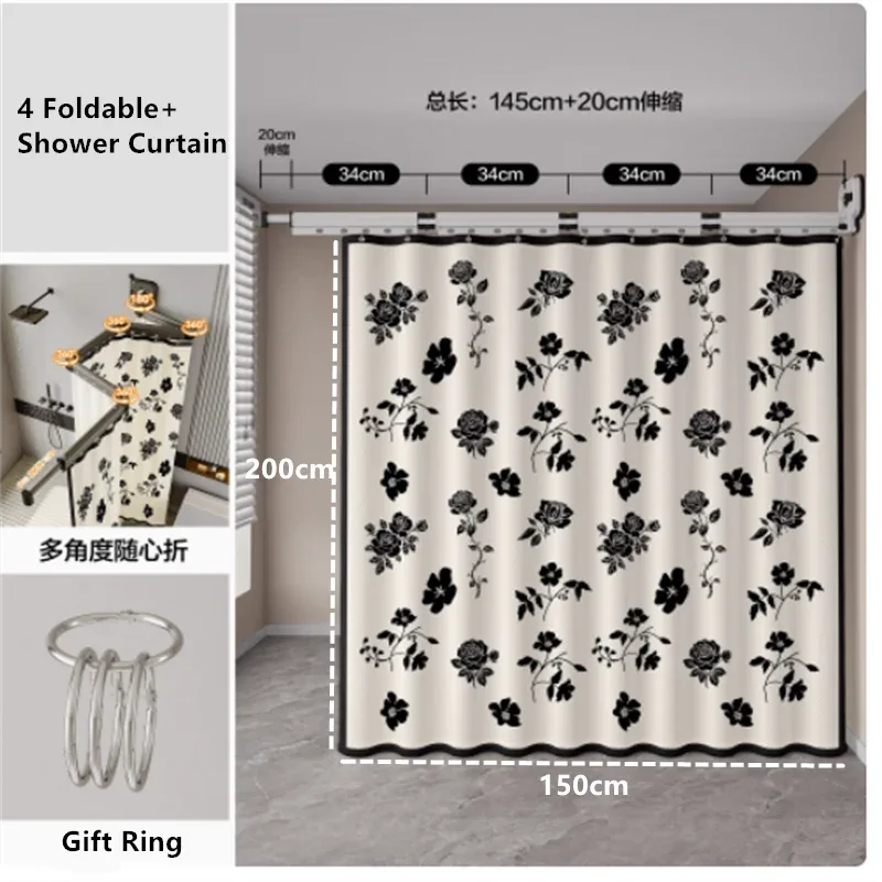 Foldable Waterproof Shower Curtain - No-Drill Bathroom Water Barrier - Shello's Creative Boutique