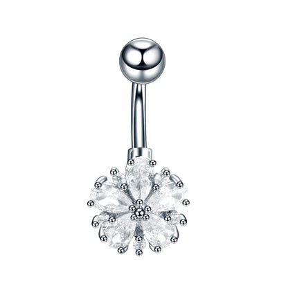 Stainless Steel Cubic Zirconia Drop Navel Ring