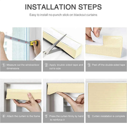 Cordless Pleated Curtains - Self-Adhesive Non-Woven Folding Curtains - Home Shading for Bedroom & Living Room - Shello's Creative Boutique