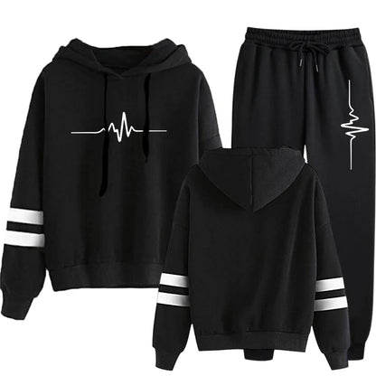 Women's Sports Suit 2025 — Stripe Hoodie Two-Piece Set