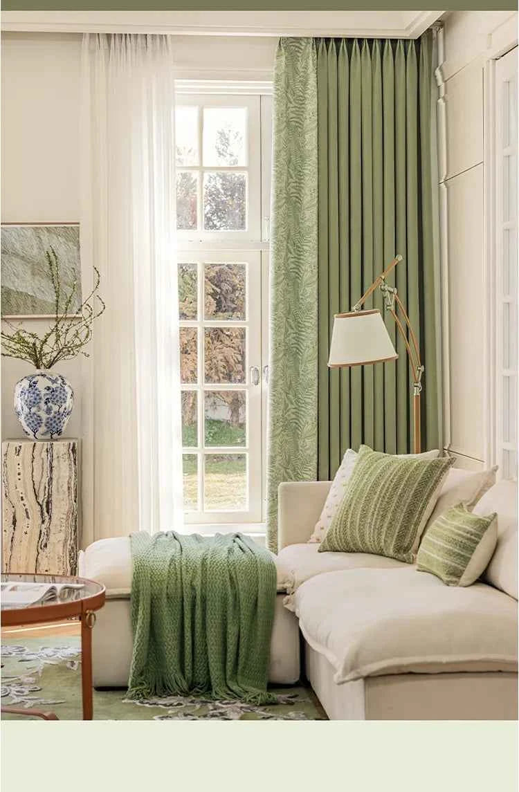 Custom Size French Spliced curtains for Living Room Bedroom Light Luxury Blackout Curtains Thickened Chenille White Tulle