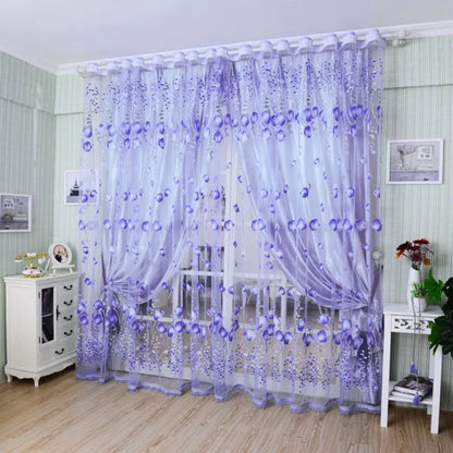 Modern Purple Tulle Curtain Panel - 200x100cm Sheer Voile Drape for Living Room & Bedroom - Shello's Creative Boutique