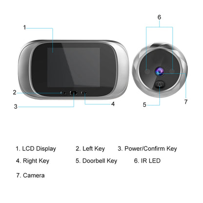 Digital Door Viewer Peephole Camera 2.8 Inch with Night Vision & Photo Capture