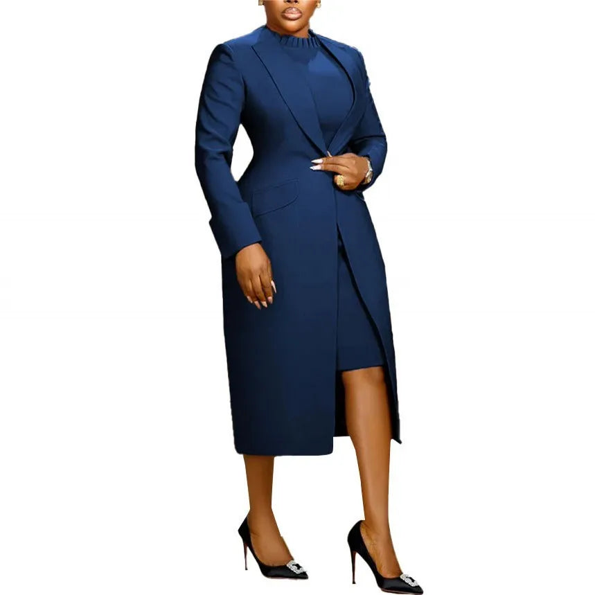 2-Piece Blazer & Dress Set - Plus Size Office Wear - Shello's Creative Boutique