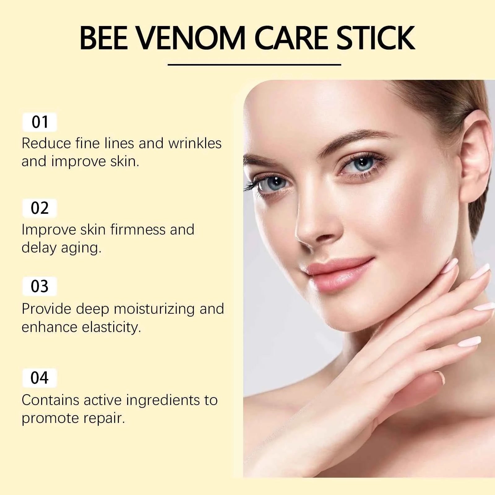 Bee-Venom Neck Care Stick Contains Collagen  Lift & Tighten Skin Lighten Neck Lines Double Chin Moisturizing Beauty Neck Cream