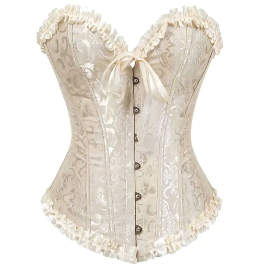 Floral Lace Corset - Vintage Gothic Overbust Bustier