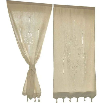 Handmade Linen Curtains - Minimalist Hollowed Threading for Kitchen, Bathroom & Partition - Shello's Creative Boutique