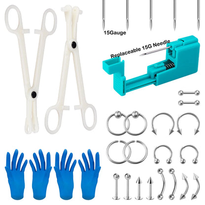 Body Piercing Jewellery Kit – Stainless Steel & Acrylic