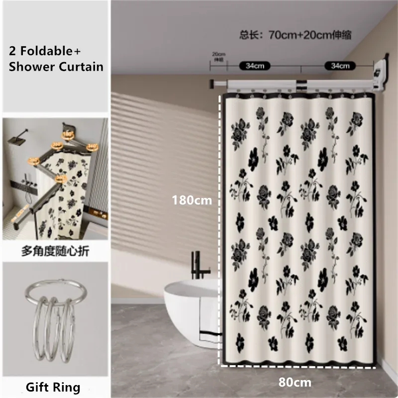 Foldable Waterproof Shower Curtain - No-Drill Bathroom Water Barrier - Shello's Creative Boutique
