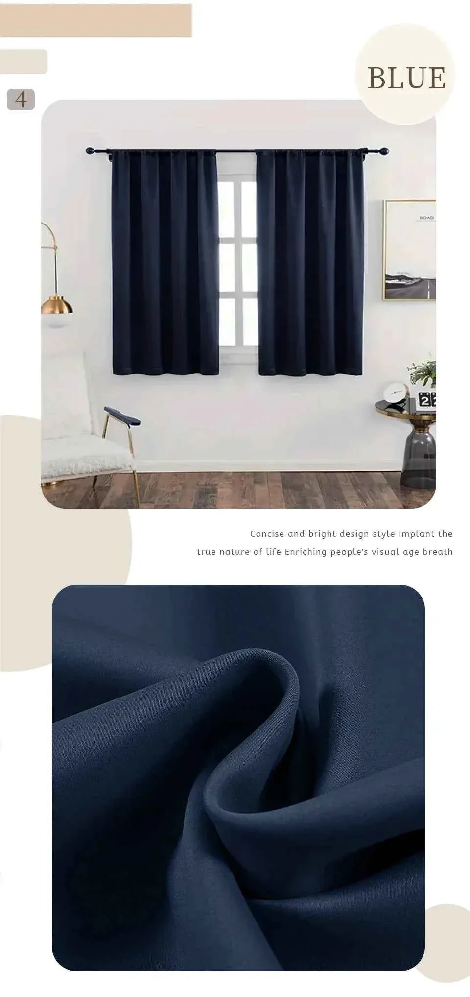 Modern Blackout Curtains - Thermal Insulated Short Drapes for Kitchen & Bedroom (95% Light Blocking) - Shello's Creative Boutique