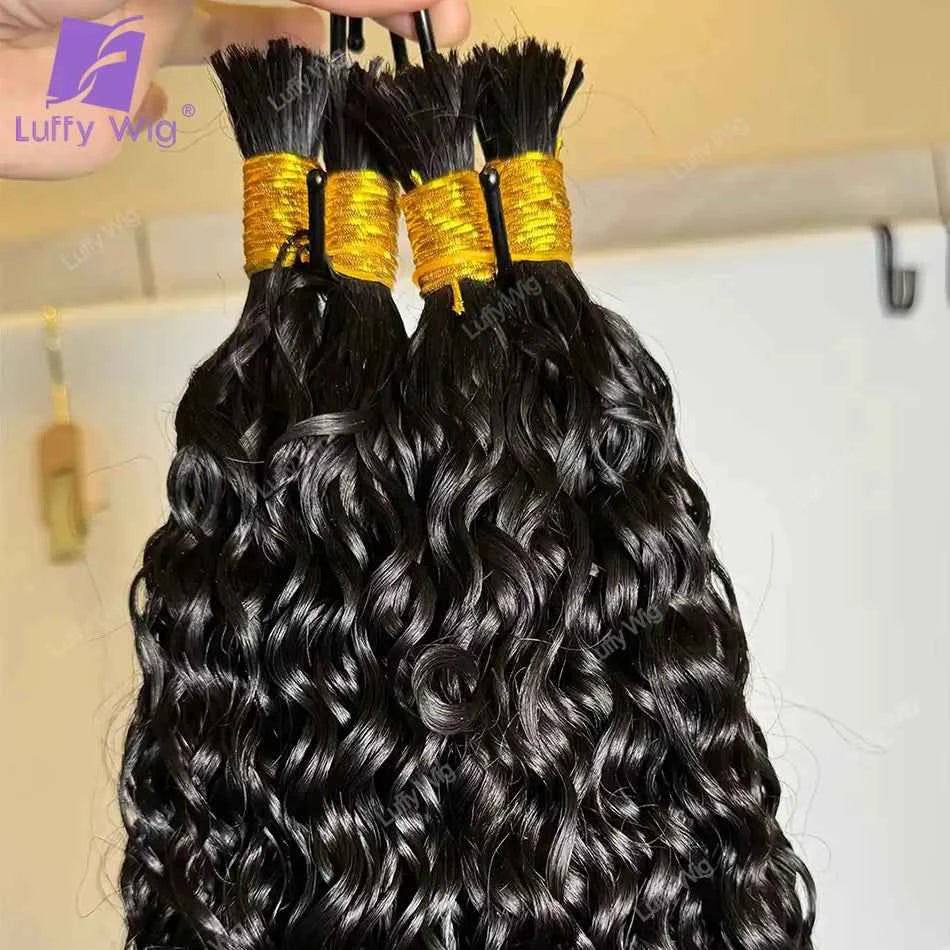Pre Divided Braiding Curly Hair Human Hair Bulk Double Drawn Burmese Remy No Weft Hair Extensions Boho Box Braids Hair Bundles