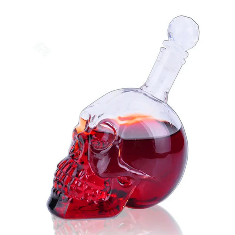 Skull Head Crystal Decanter & Glass Set – Gothic Bar Whisky Vodka Wine Spirits