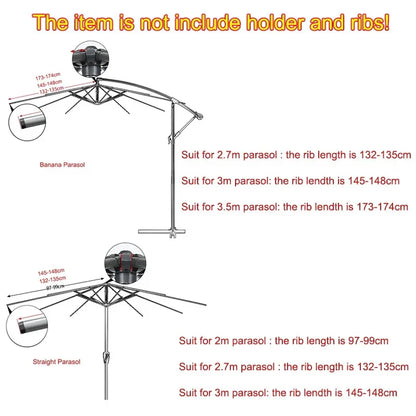 Replaceable Summer Parasol Top Cloth – Waterproof Anti-UV Canopy for 6 & 8 Rib Banana Umbrellas
