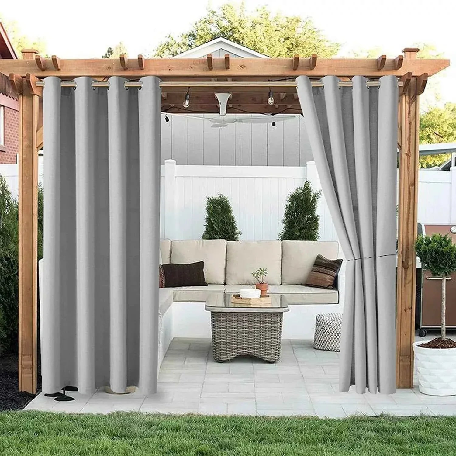 Waterproof Outdoor Curtains - UV Resistant Privacy Drapes for Patio Pergola Terrace - Shello's Creative Boutique