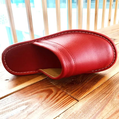 Men's Indoor Slippers - Closed Toe Faux Leather Slides (Large Sizes 47-48)