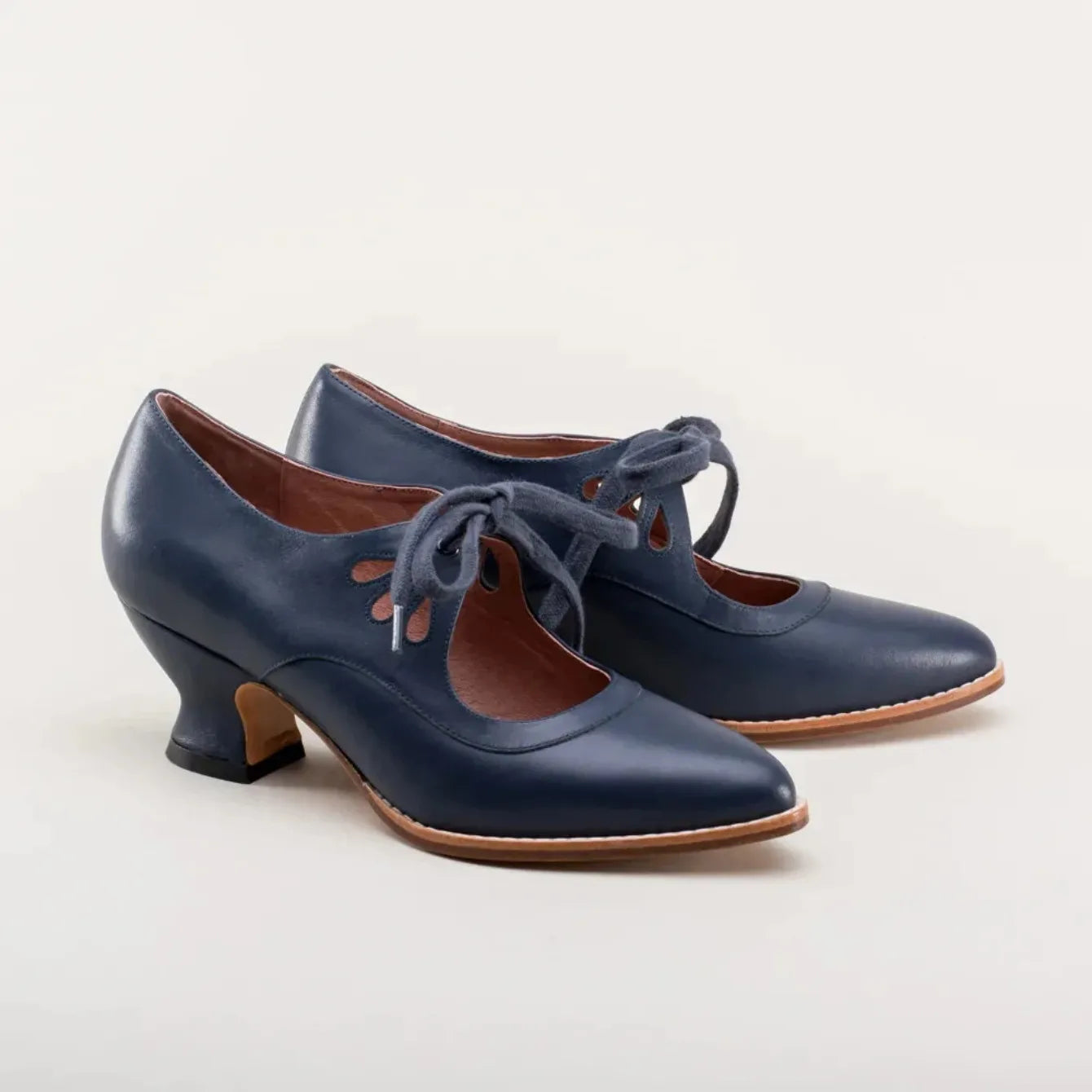 Retro Mary Jane Pumps - Vintage Lace-Up Low Heels - Shello's Creative Boutique