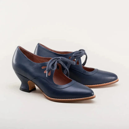 Retro Mary Jane Pumps - Vintage Lace-Up Low Heels - Shello's Creative Boutique