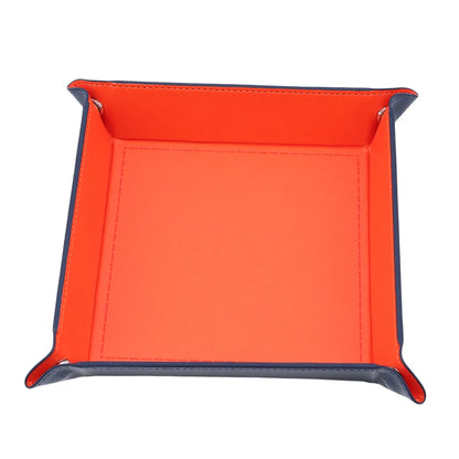 PU Leather Folding Valet Tray – Collapsible Desktop Storage for Keys, Phone, Wallet & Coins